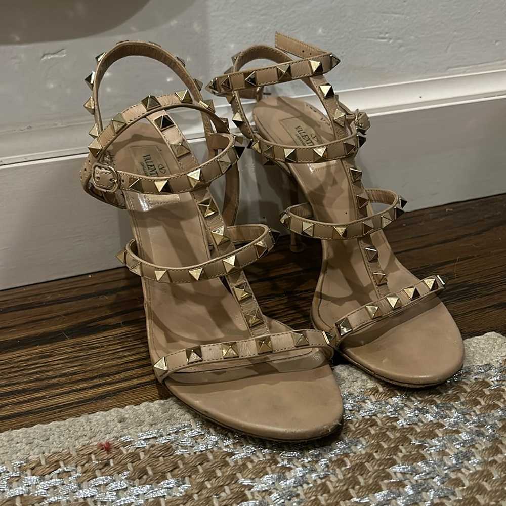 Valentino studded tan heels